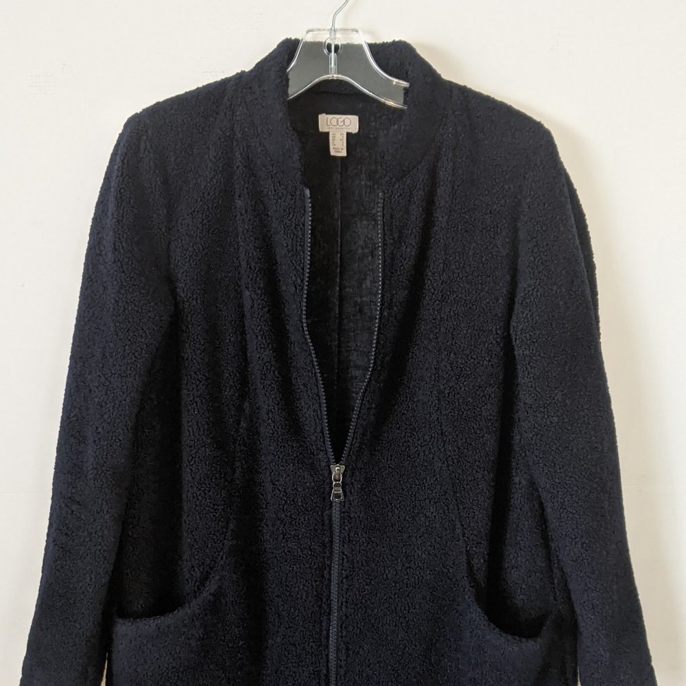 LOGO Lori goldstein Faux Sherpa Zip Front